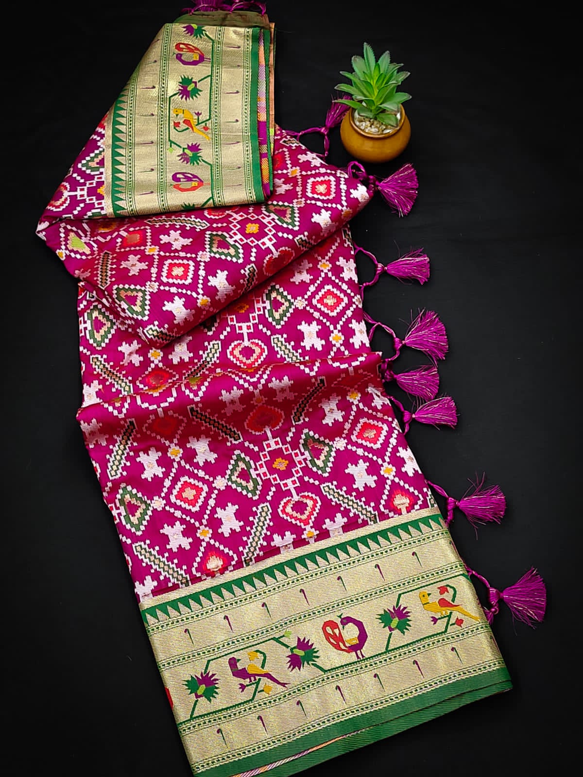 Pure Banarasi Silk Patola All Over Zari Weaved Sarees