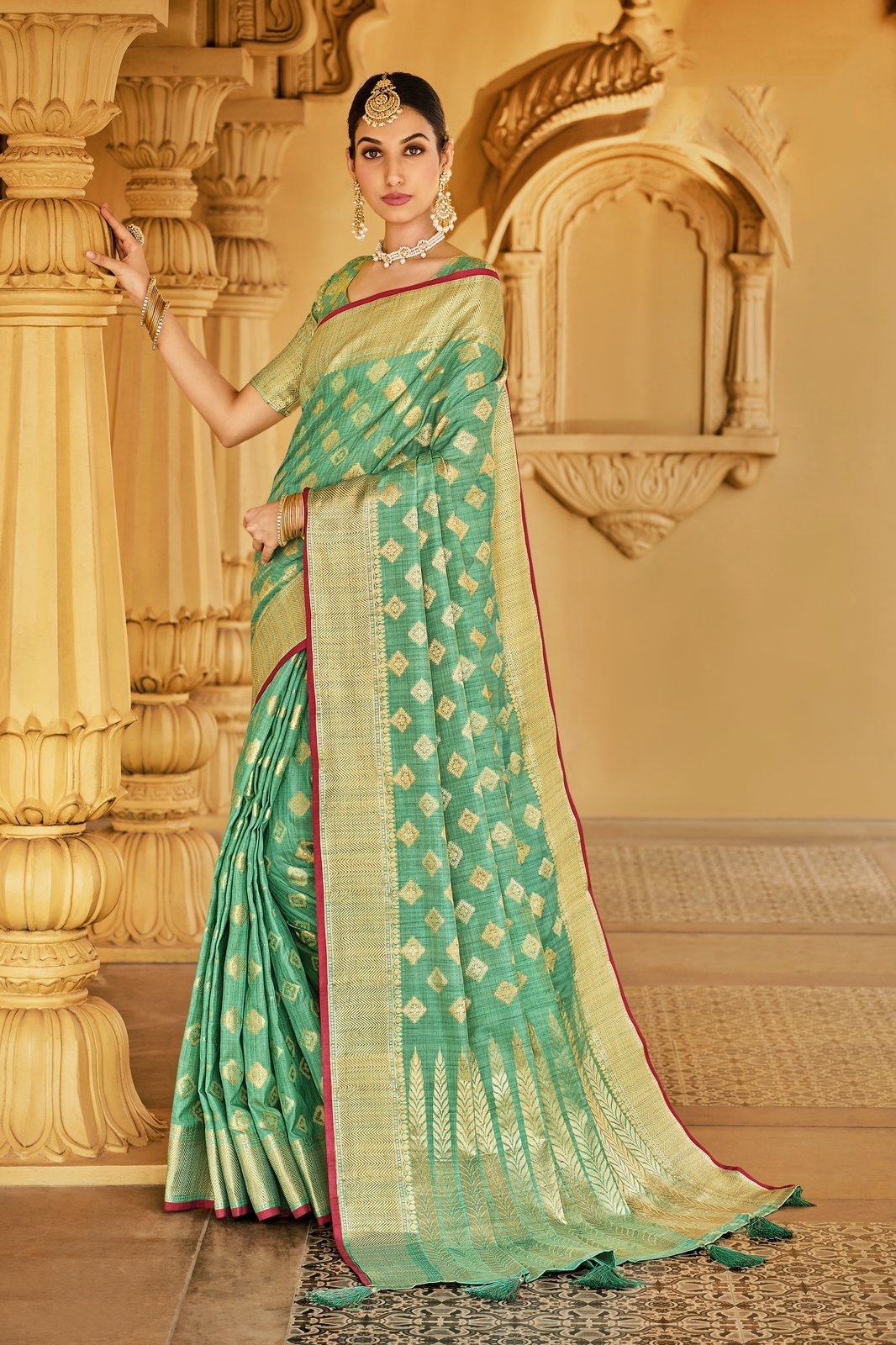 Banarasi Silk Saree Rich Zari Weaved With Tassels On Pallu