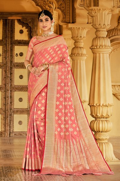 Image of Banarasi Silk Saree Rich Zari Weaved With Tassels On Pallu