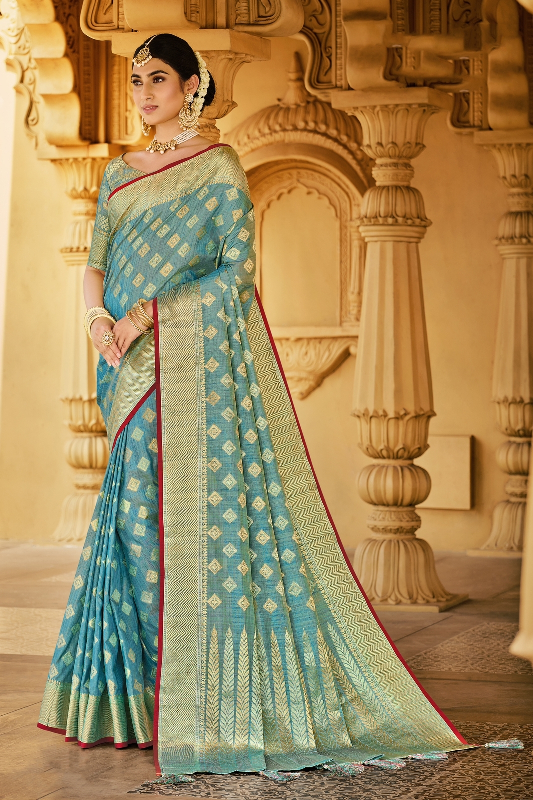 Banarasi Silk Saree Rich Zari Weaved With Tassels On Pallu