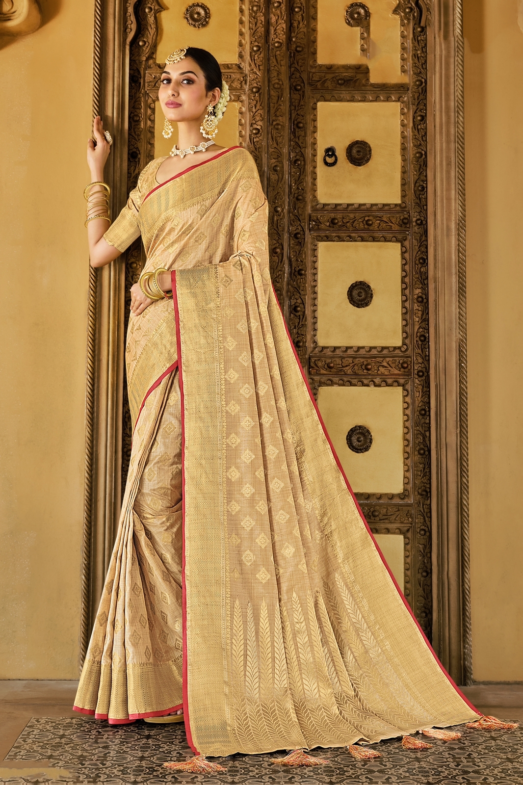 Banarasi Silk Saree Rich Zari Weaved With Tassels On Pallu