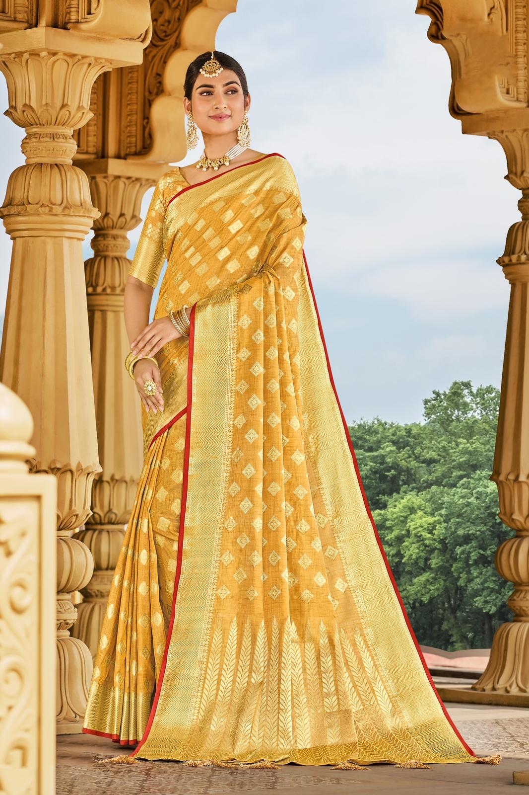 Banarasi Silk Saree Rich Zari Weaved With Tassels On Pallu
