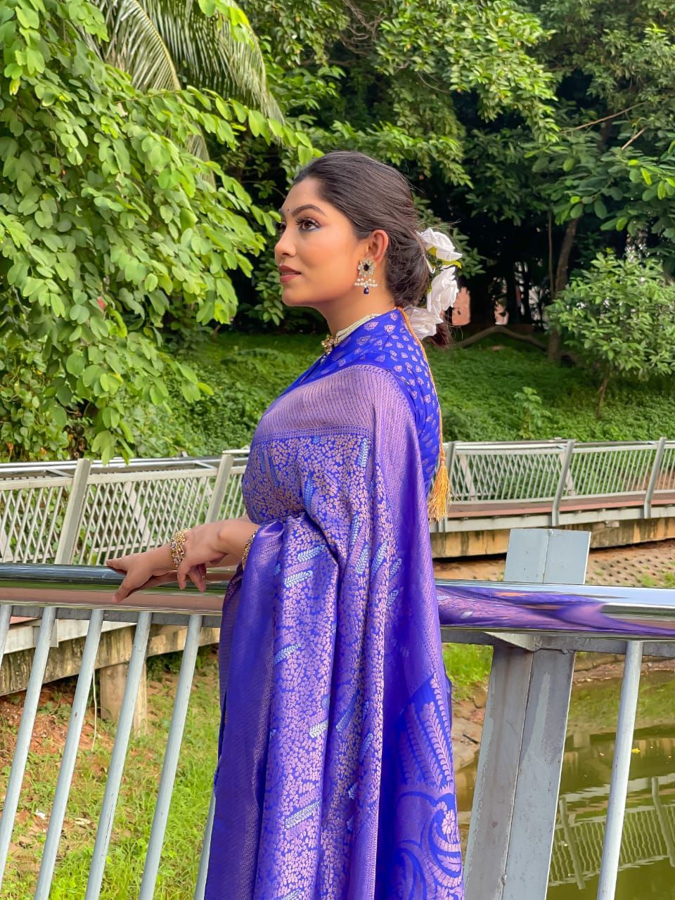 Royal Blue Pure Banarasi Silk All Over Zari Meena Weaved Saree