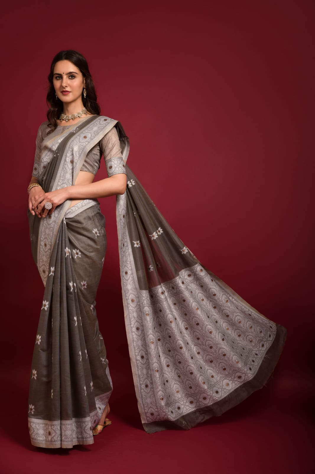 Pure Lucknawi Chikankari Weaved Saree