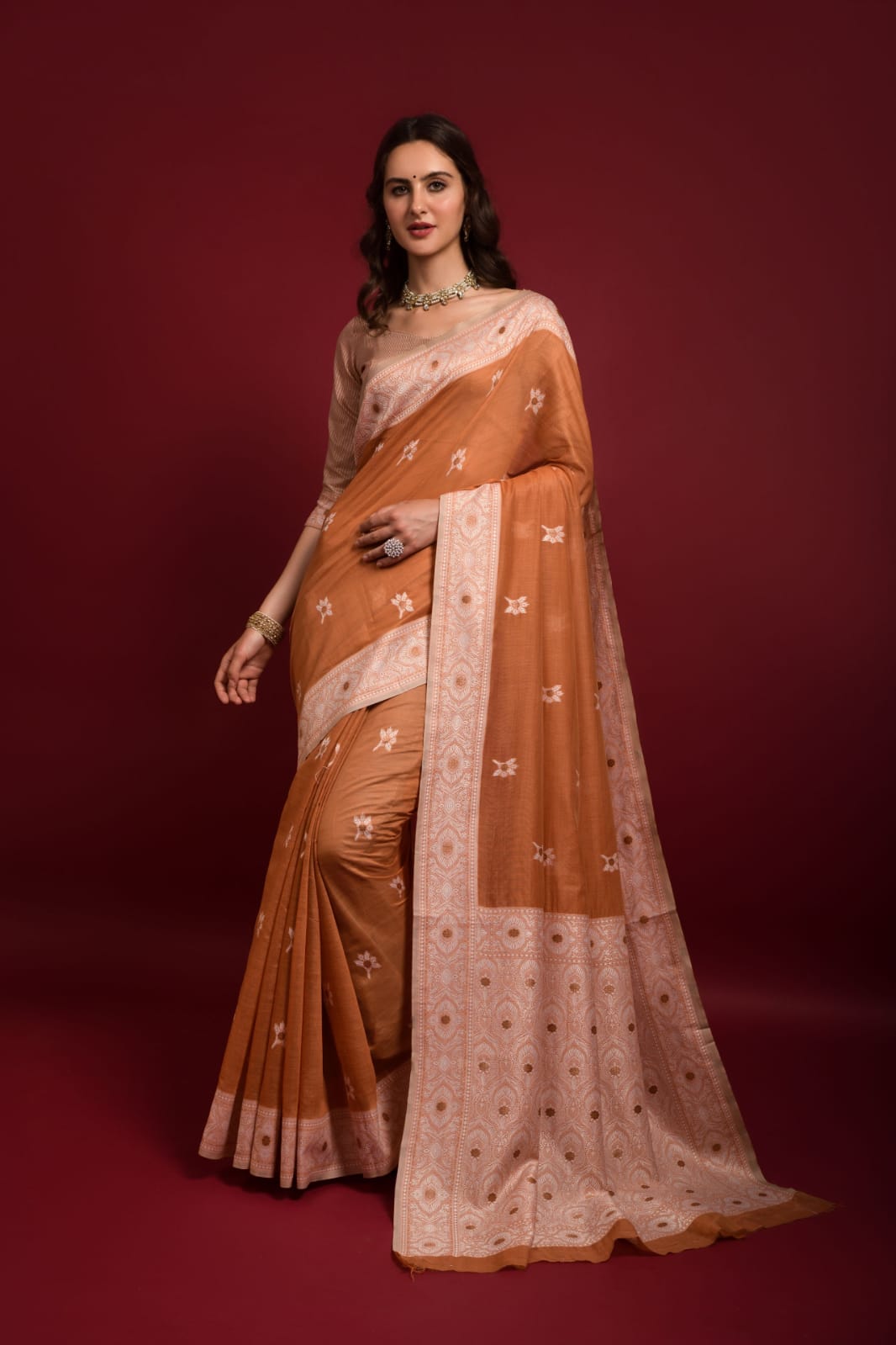 Pure Lucknawi Chikankari Weaved Saree