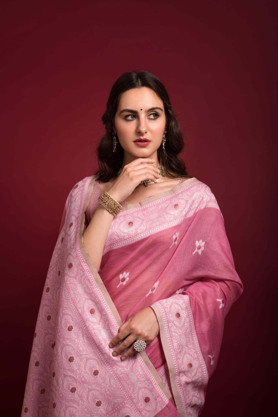 Pure Lucknawi Chikankari Weaved Saree