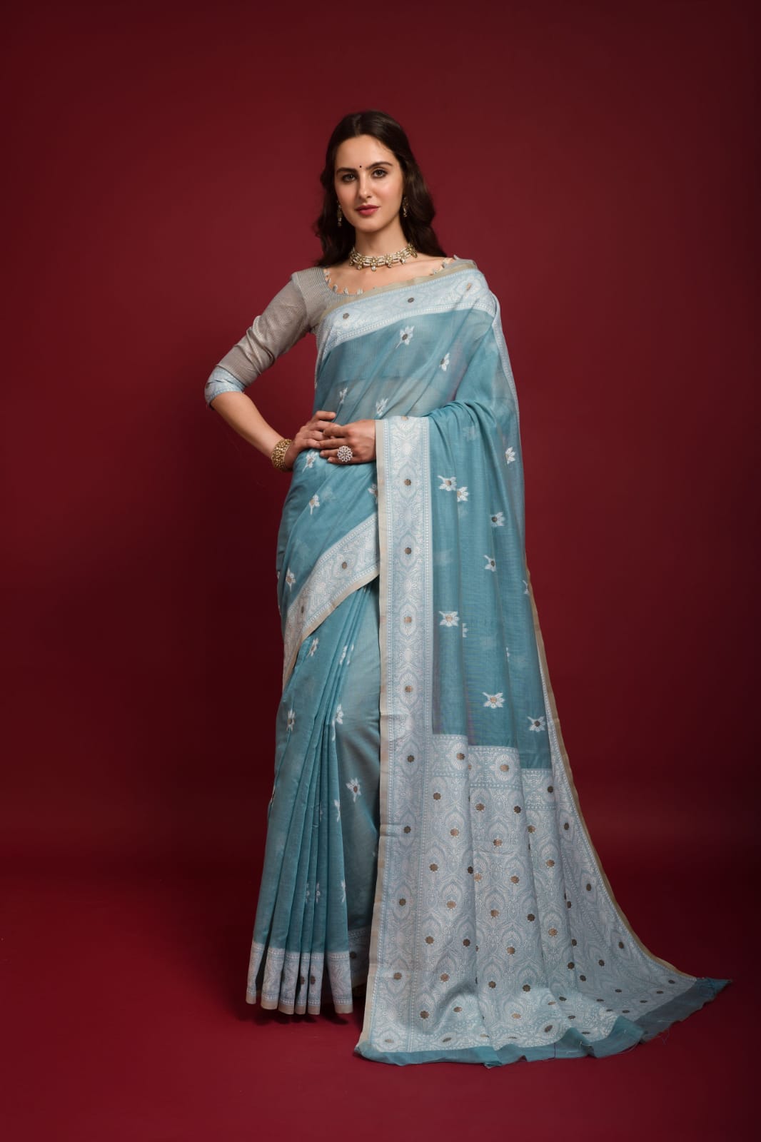 Pure Lucknawi Chikankari Weaved Saree
