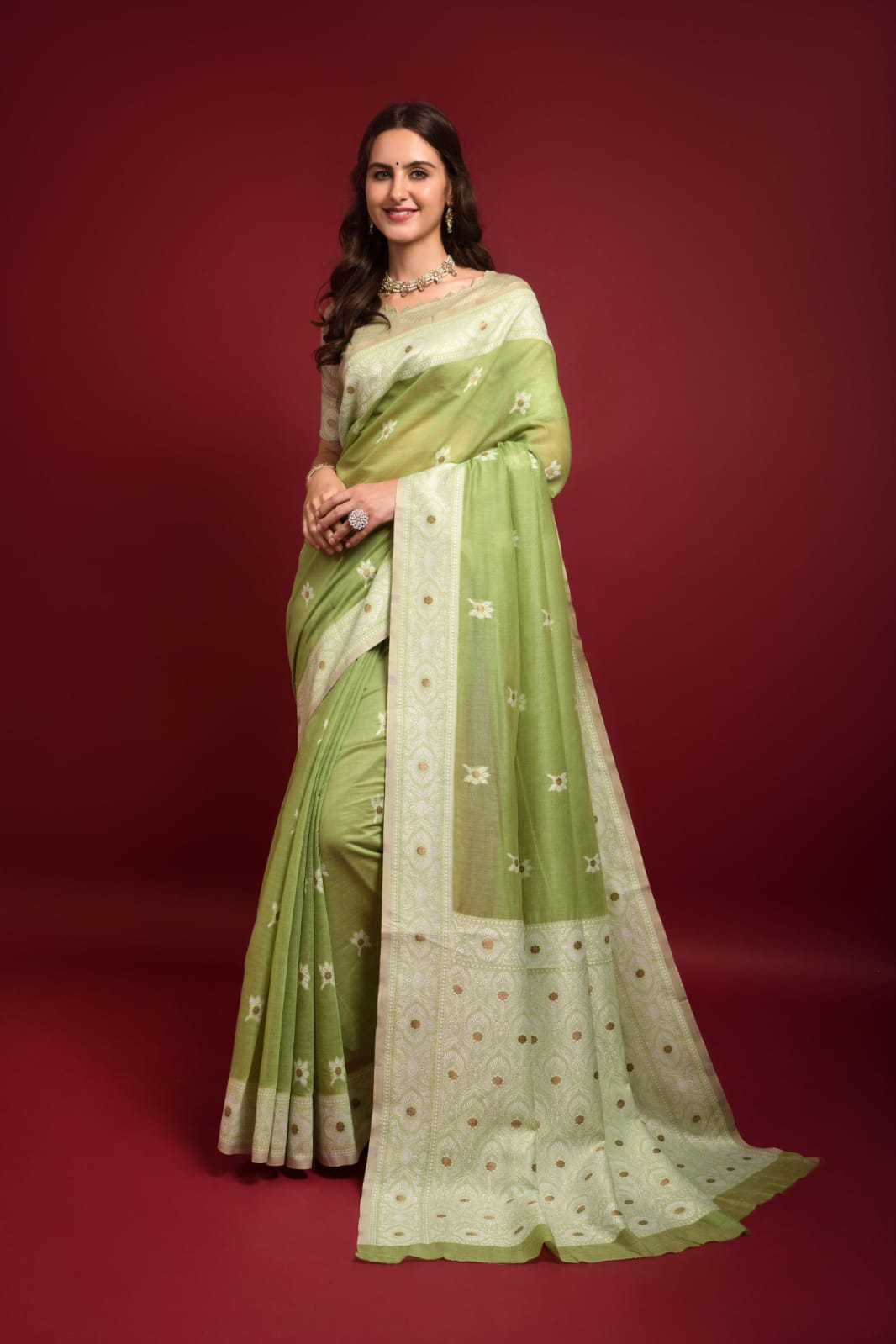 Pure Lucknawi Chikankari Weaved Saree