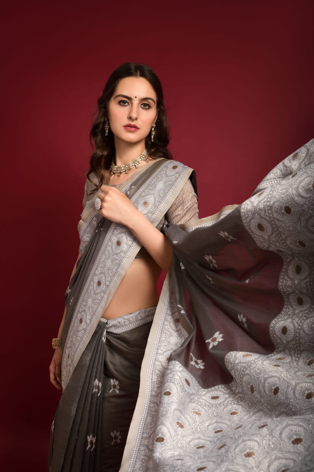 Pure Lucknawi Chikankari Weaved Saree