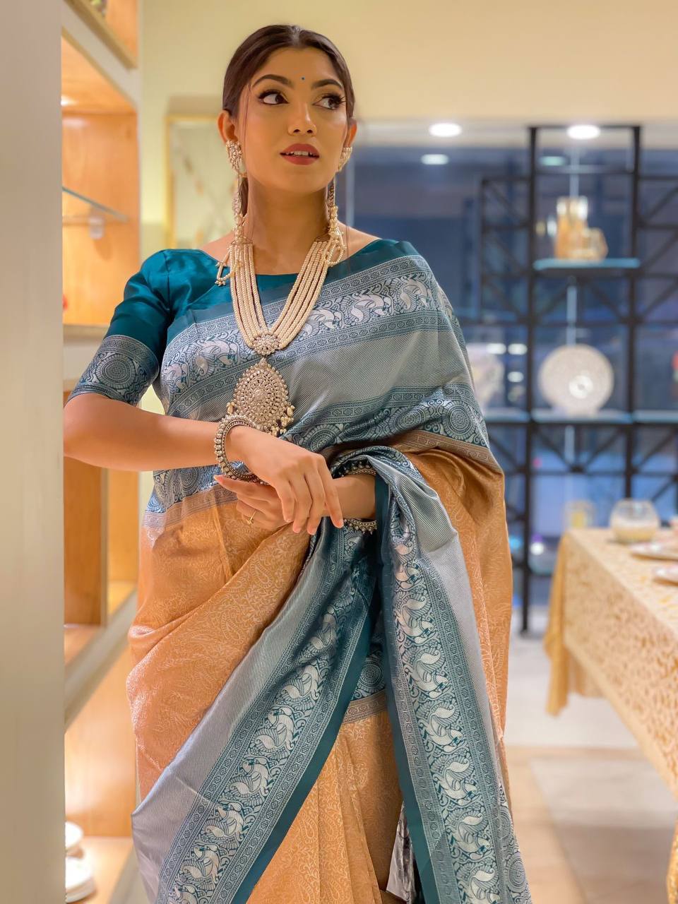 Pure Banarasi Silk Silver Zari Weaved Saree