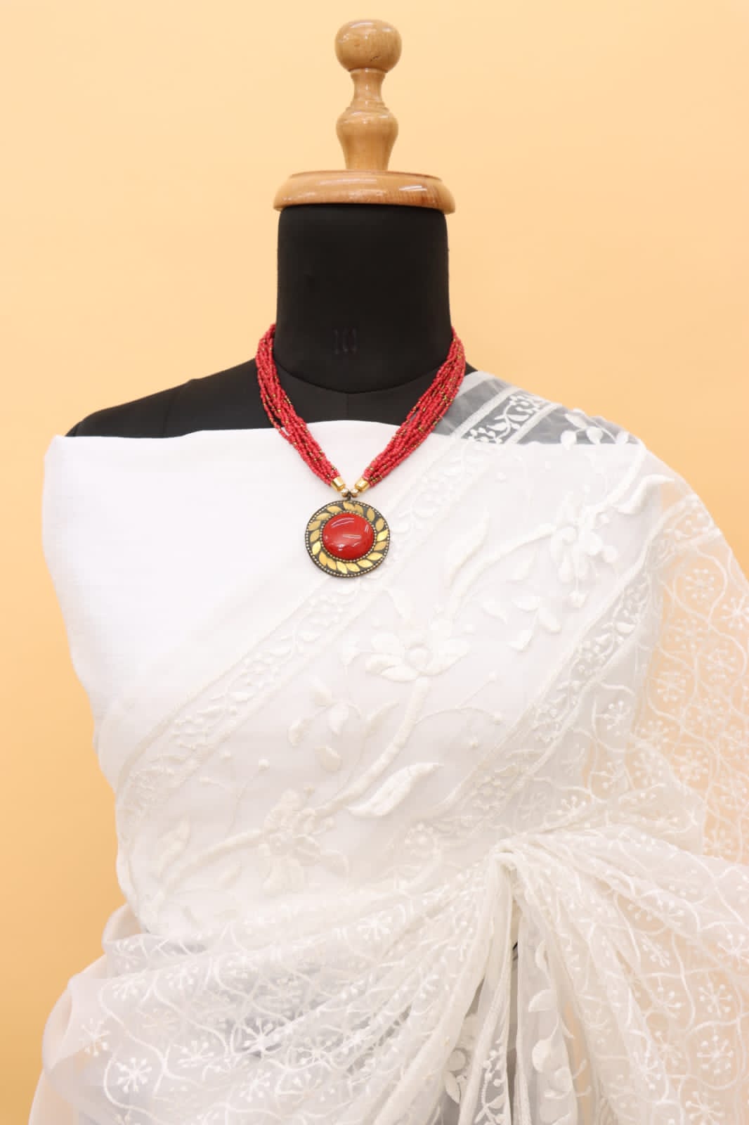 Pure Organza Silk All Over Chikankari Work Saree