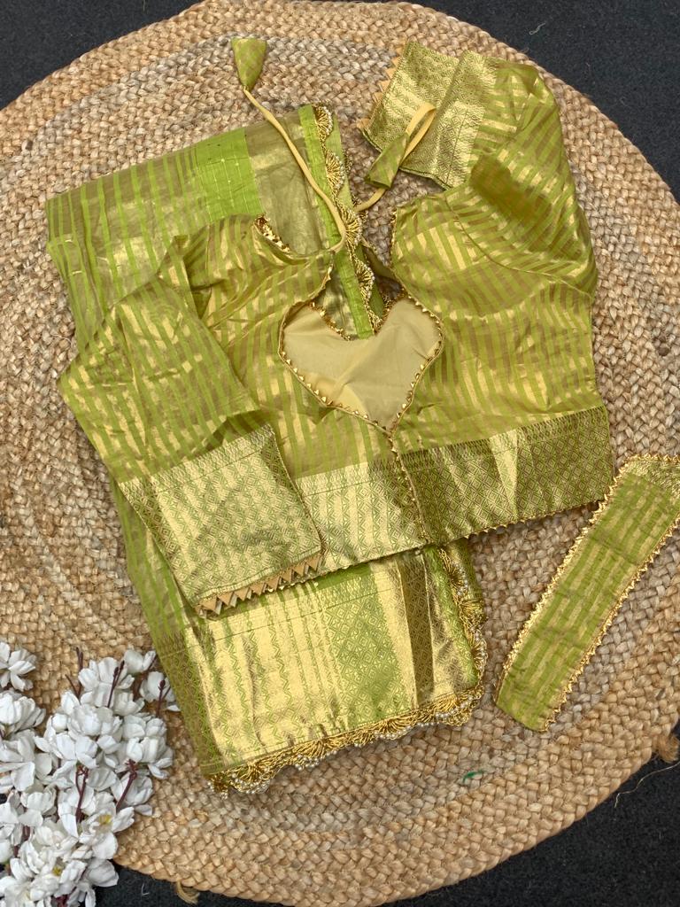 Cotton Silk All Over Zari Weaved With Lace Border Saree