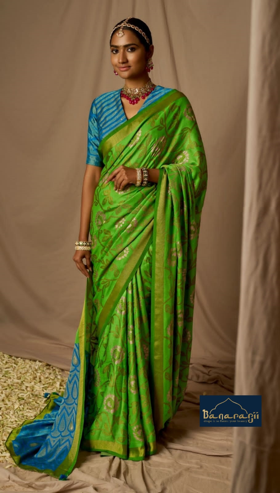 Pure Banarasi Brasso Silk Zari Weaved Saree