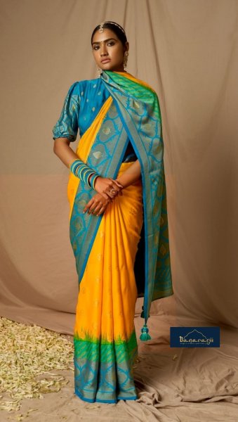 Image of Pure Banarasi Brasso Silk  Zari Weaved Saree