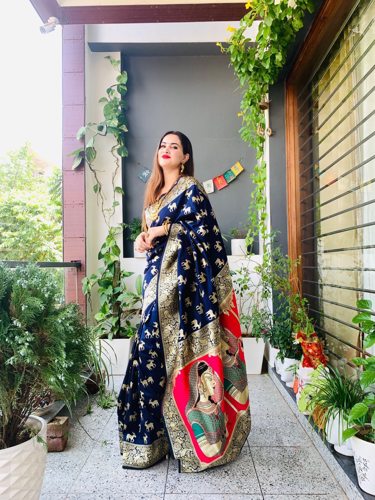 Pure Banarasi Silk Paithani All Over Copper Zari Weaved Saree