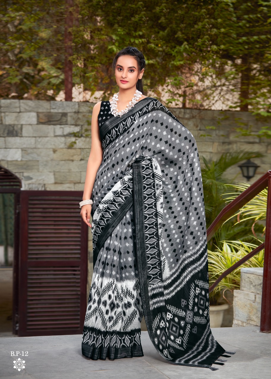 Cotton Digital Printed Saree With Tassels On Pallu