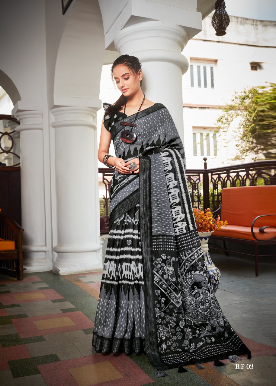 Cotton Digital Printed Saree With Tassels On Pallu