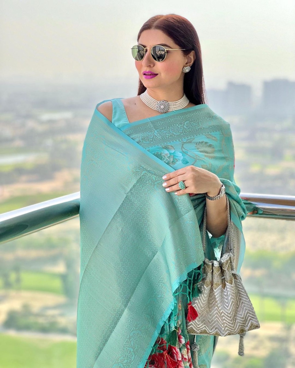 Pure Munga Silk All Over Zari Weaved With Digital Print Saree