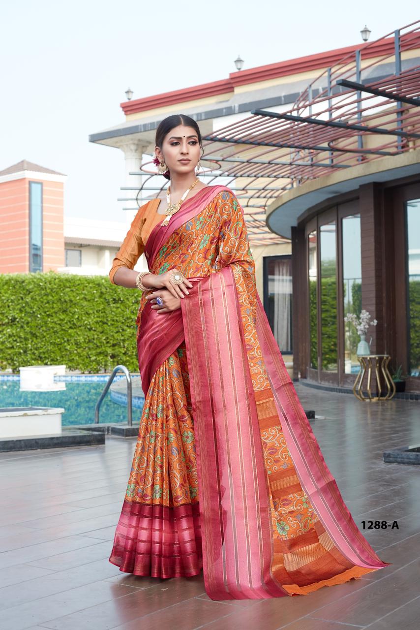 Ultra Soft Cotton Kalamkari Print With Jacqard Border