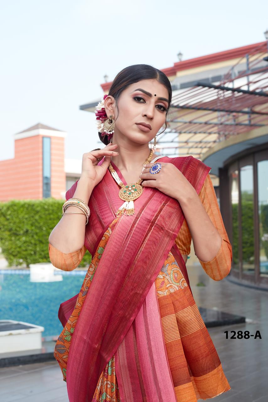 Ultra Soft Cotton Kalamkari Print With Jacqard Border