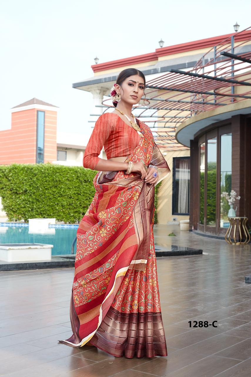 Ultra Soft Cotton Kalamkari Print With Jacqard Border