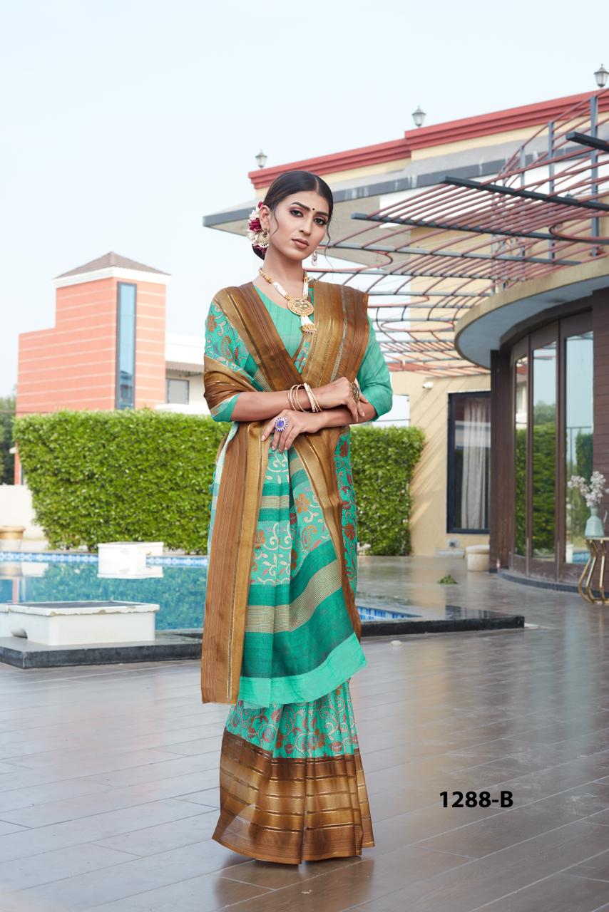 Ultra Soft Cotton Kalamkari Print With Jacqard Border