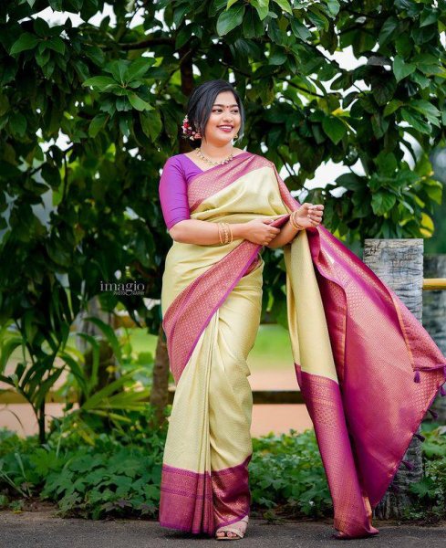 Image of Banarasi Silk All Over Rich Zari Weaved Pallu Border Saree
