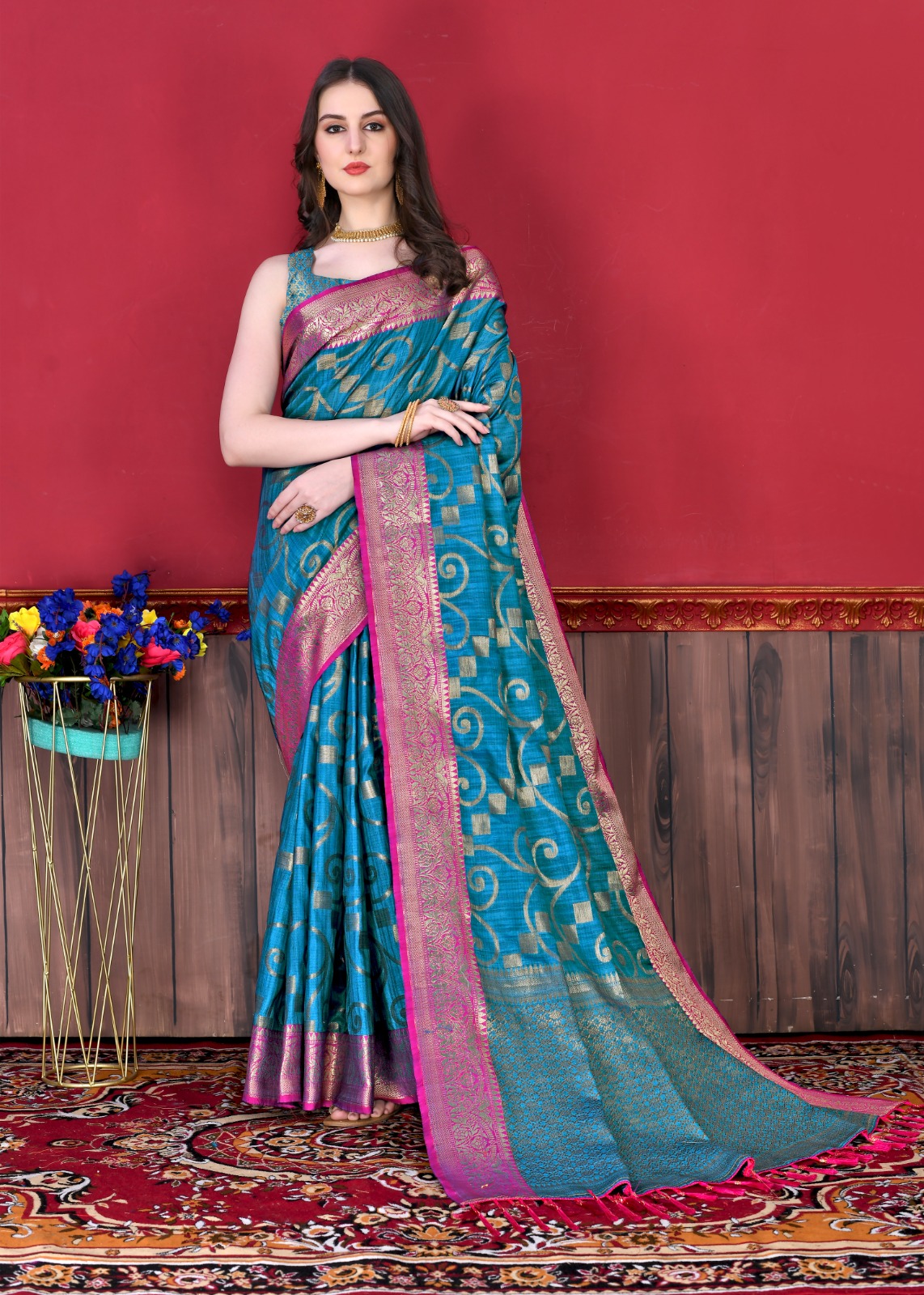 Banarasi Silk All Over Rich Zari Weaved Body And Pallu Saree
