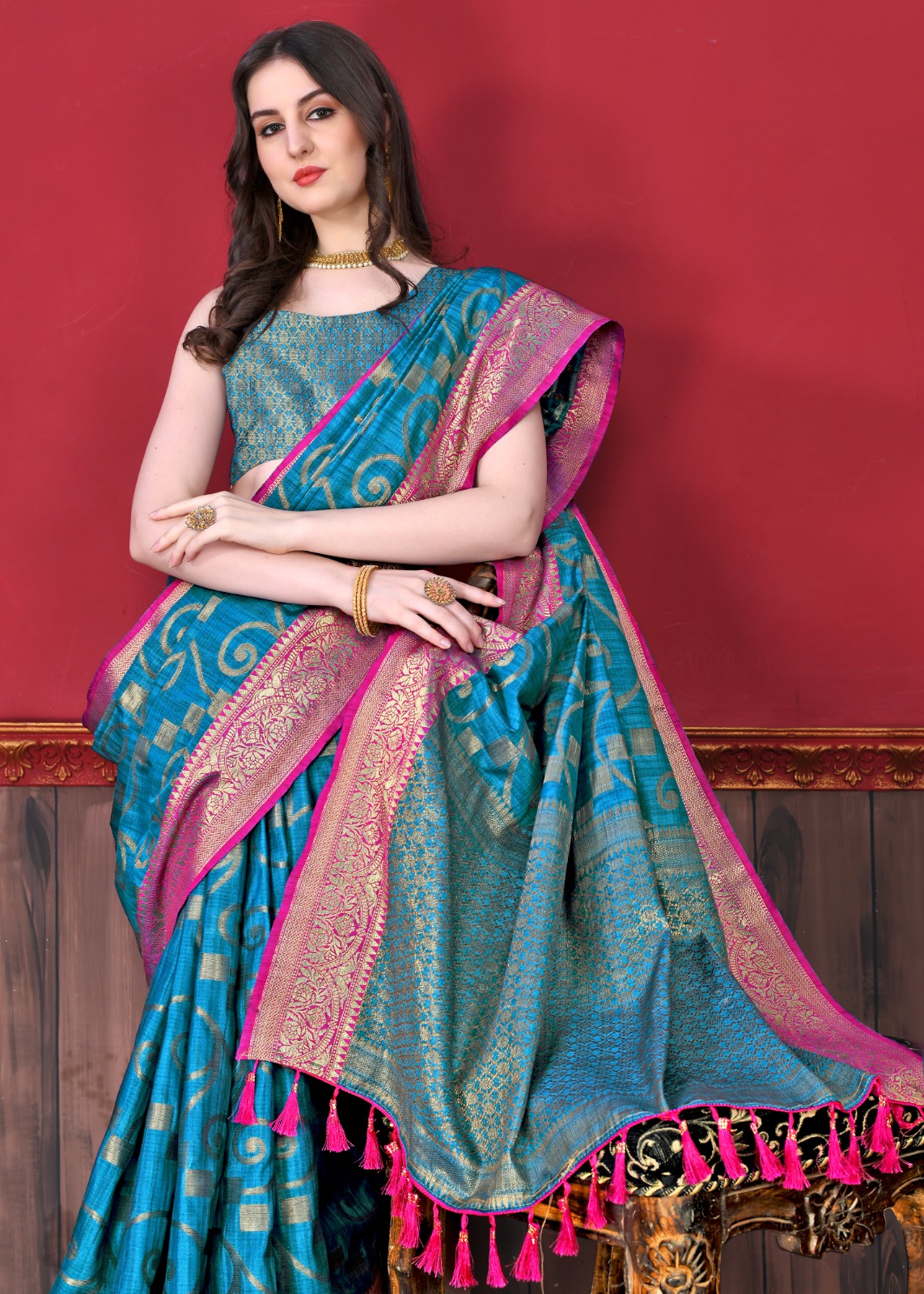 Banarasi Silk All Over Rich Zari Weaved Body And Pallu Saree