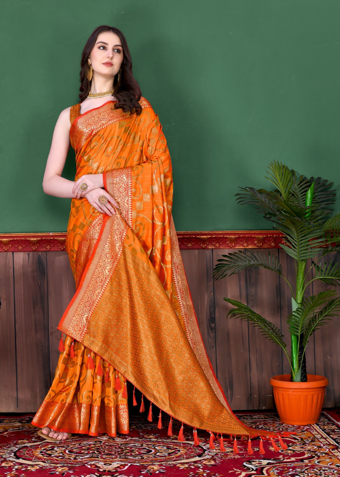 Banarasi Silk All Over Rich Zari Weaved Body And Pallu Saree