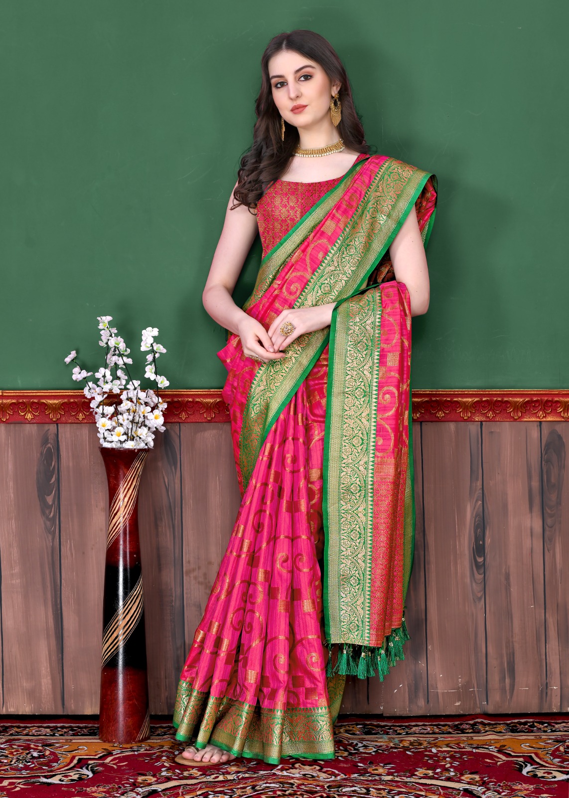 Banarasi Silk All Over Rich Zari Weaved Body And Pallu Saree