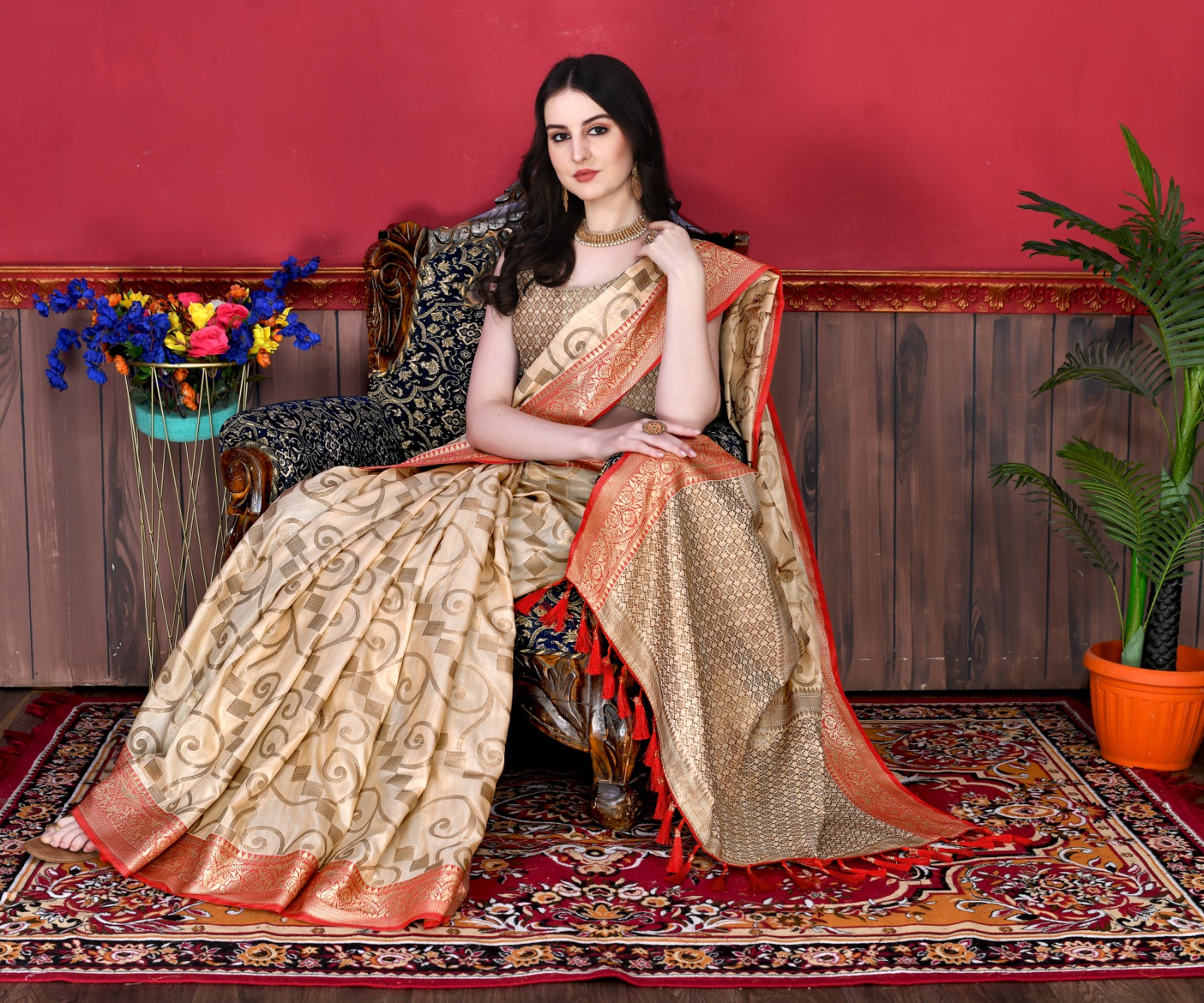 Banarasi Silk All Over Rich Zari Weaved Body And Pallu Saree