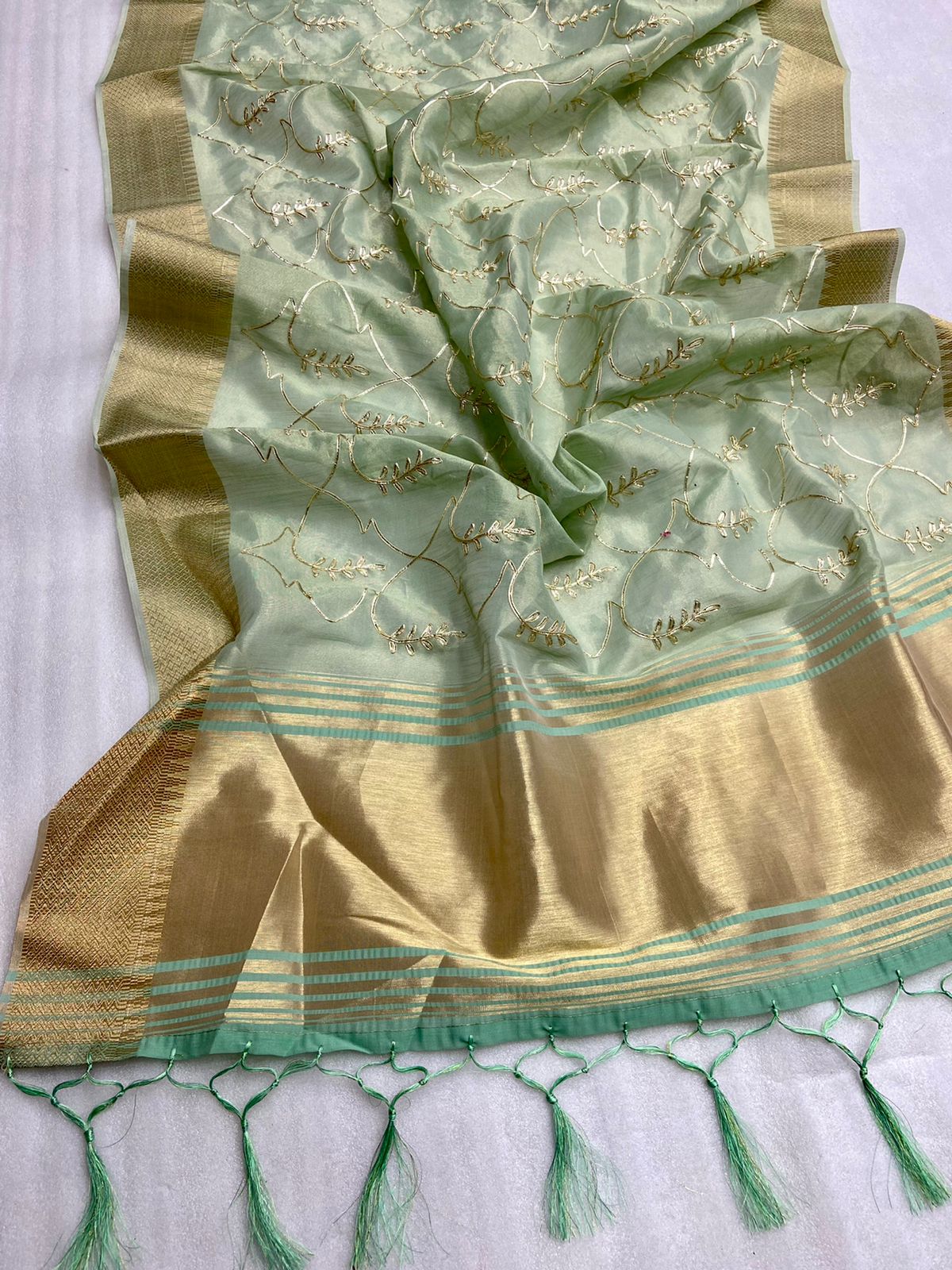 Pure Organza Silk All Over Embroidery With Zari Border