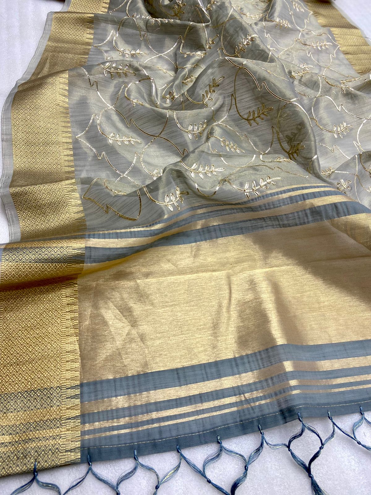 Pure Organza Silk All Over Embroidery With Zari Border