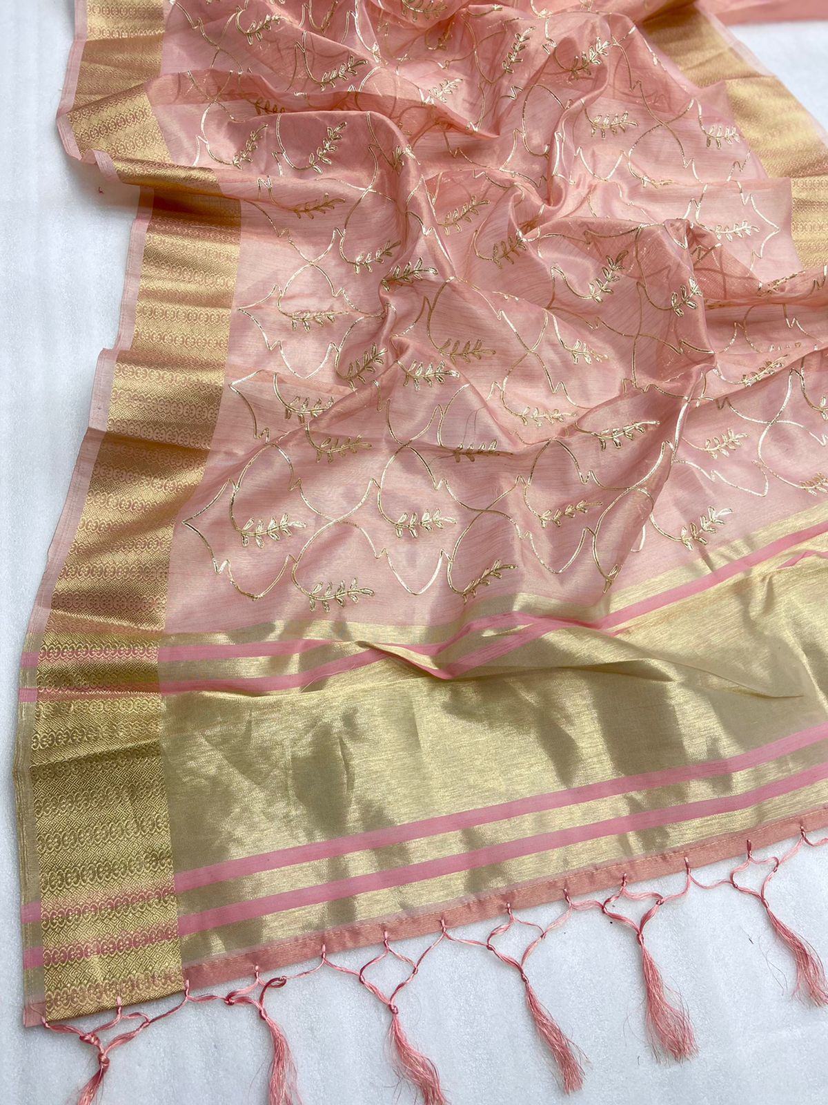 Pure Organza Silk All Over Embroidery With Zari Border