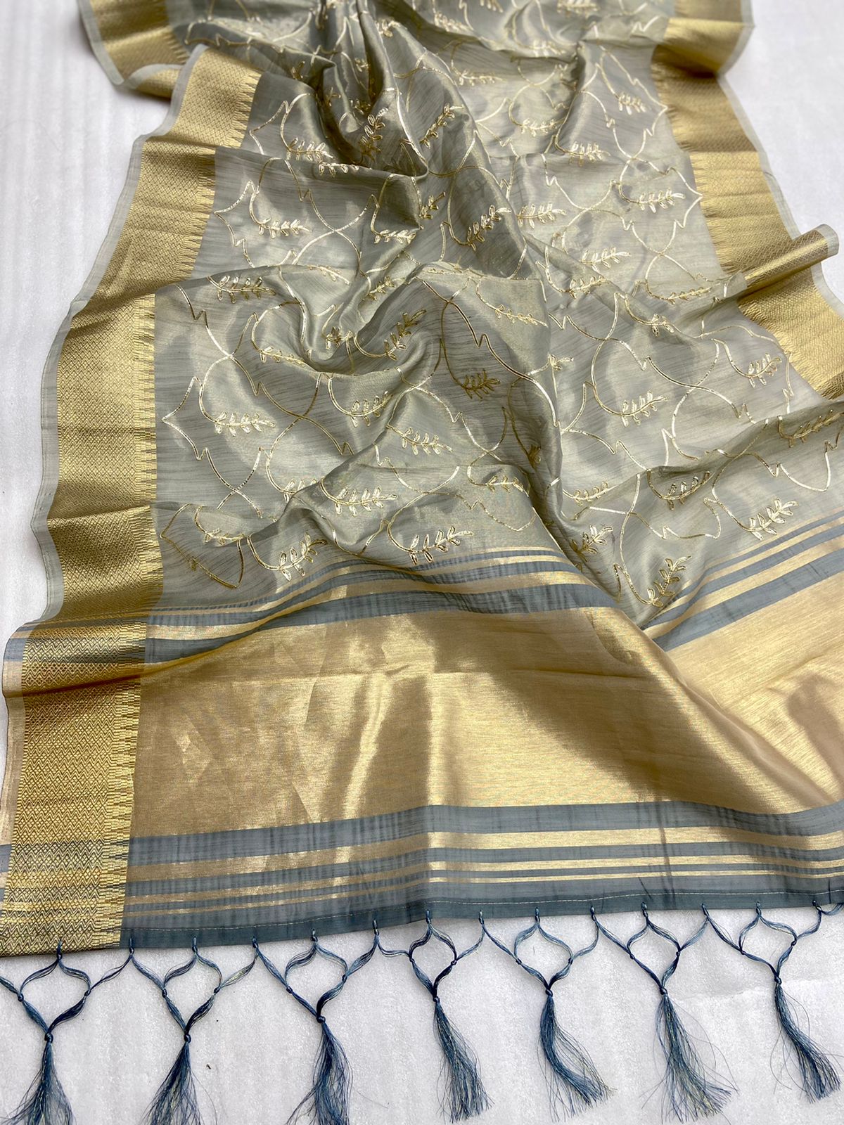 Pure Organza Silk All Over Embroidery With Zari Border