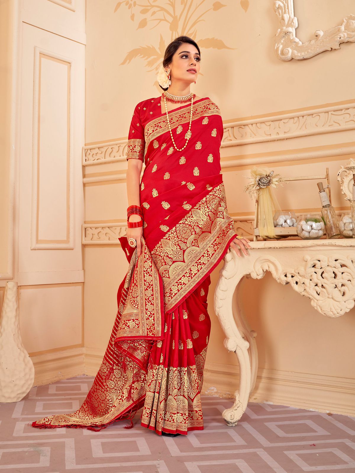 Pure Banarasi All Over Gold Zari Weaved Saree