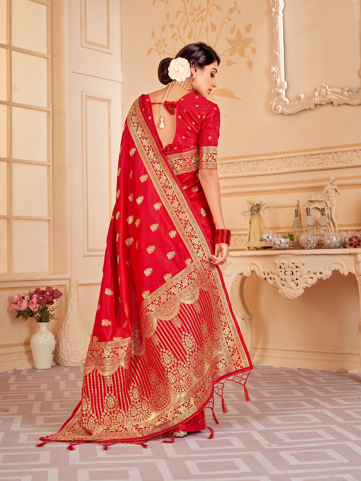 Pure Banarasi All Over Gold Zari Weaved Saree