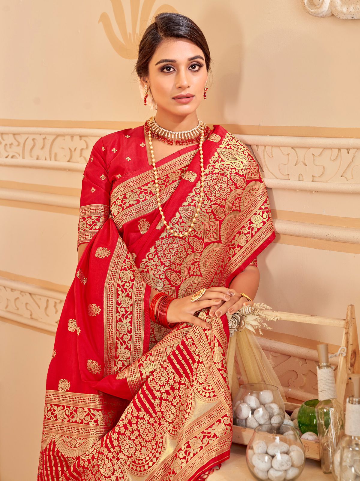 Pure Banarasi All Over Gold Zari Weaved Saree