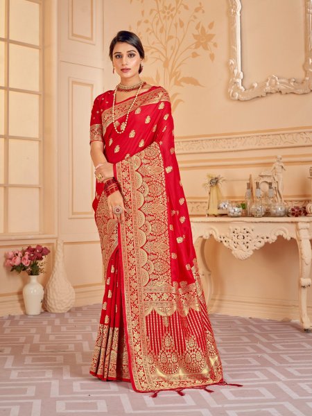 Image of Pure Banarasi All Over Gold Zari Weaved Saree