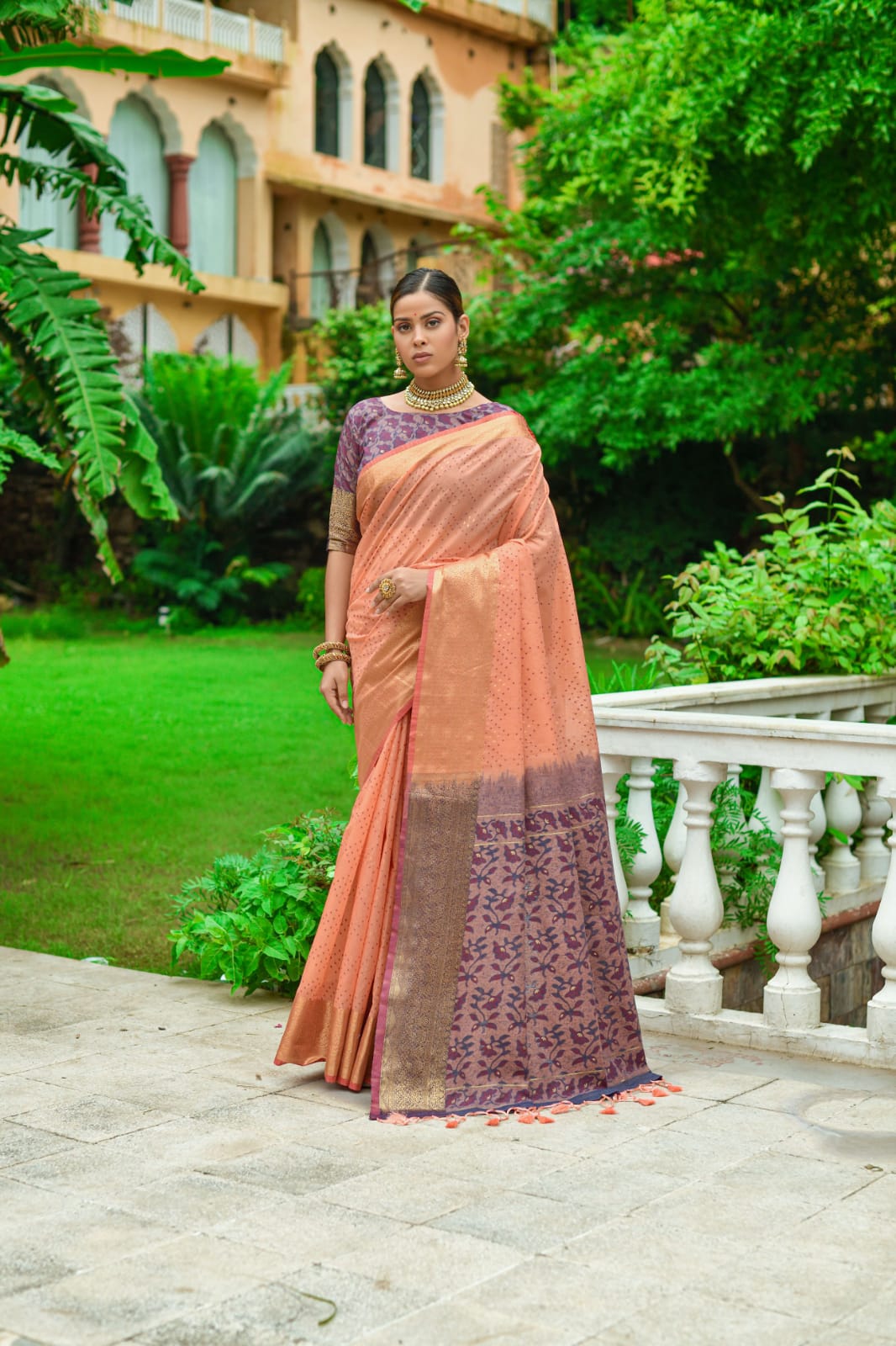 Chanderi Silk All Over Bandhani Weaving With Rich Pallu Saree
