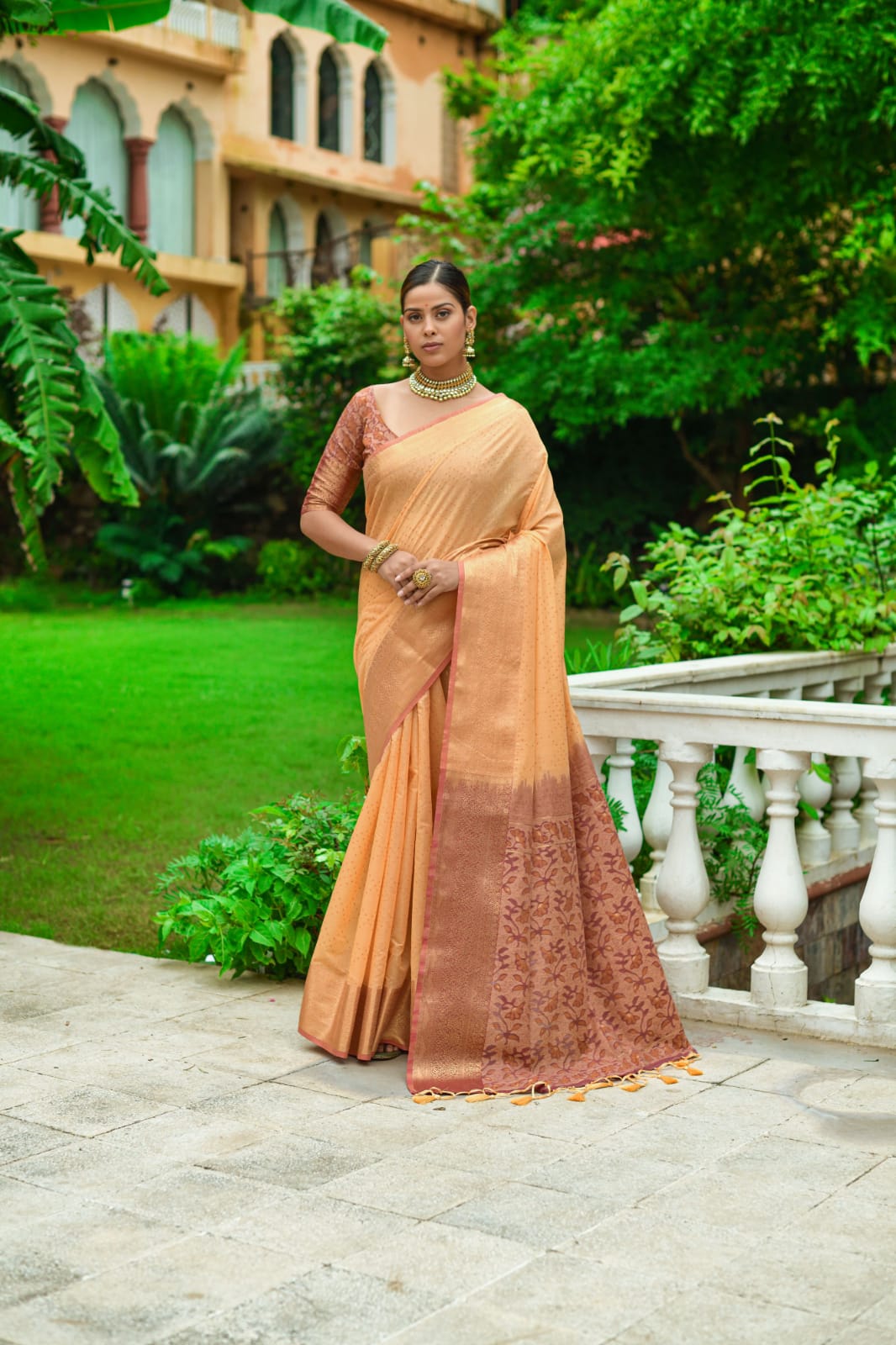 Chanderi Silk All Over Bandhani Weaving With Rich Pallu Saree