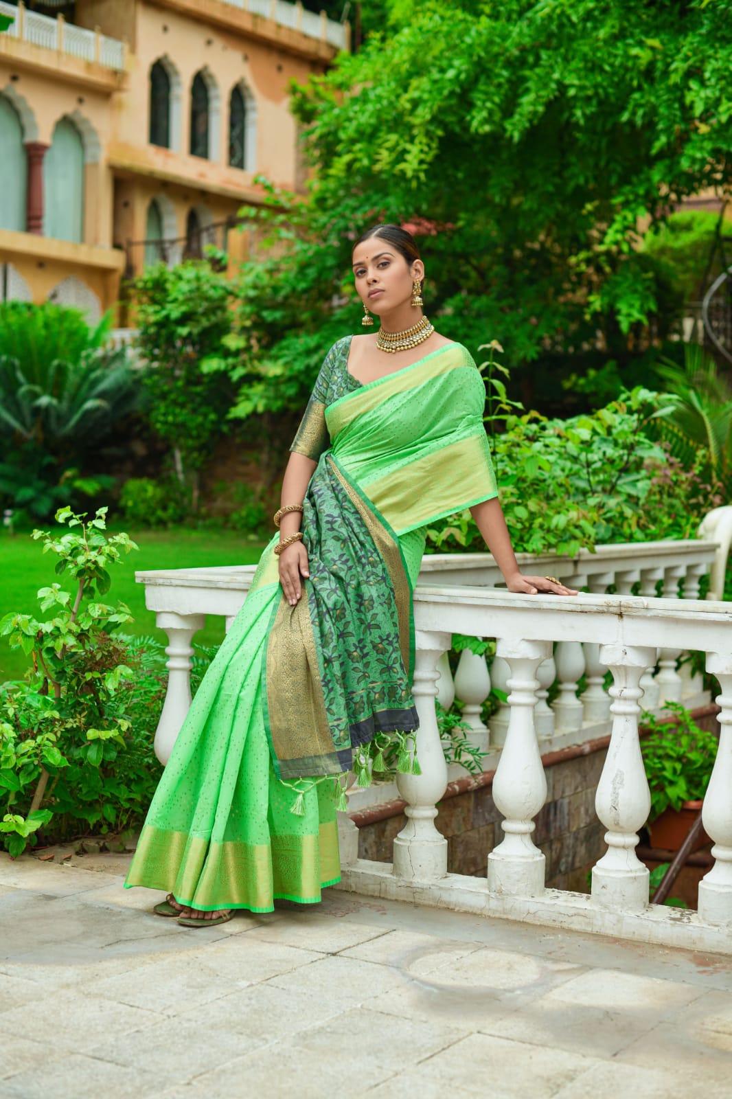 Chanderi Silk All Over Bandhani Weaving With Rich Pallu Saree