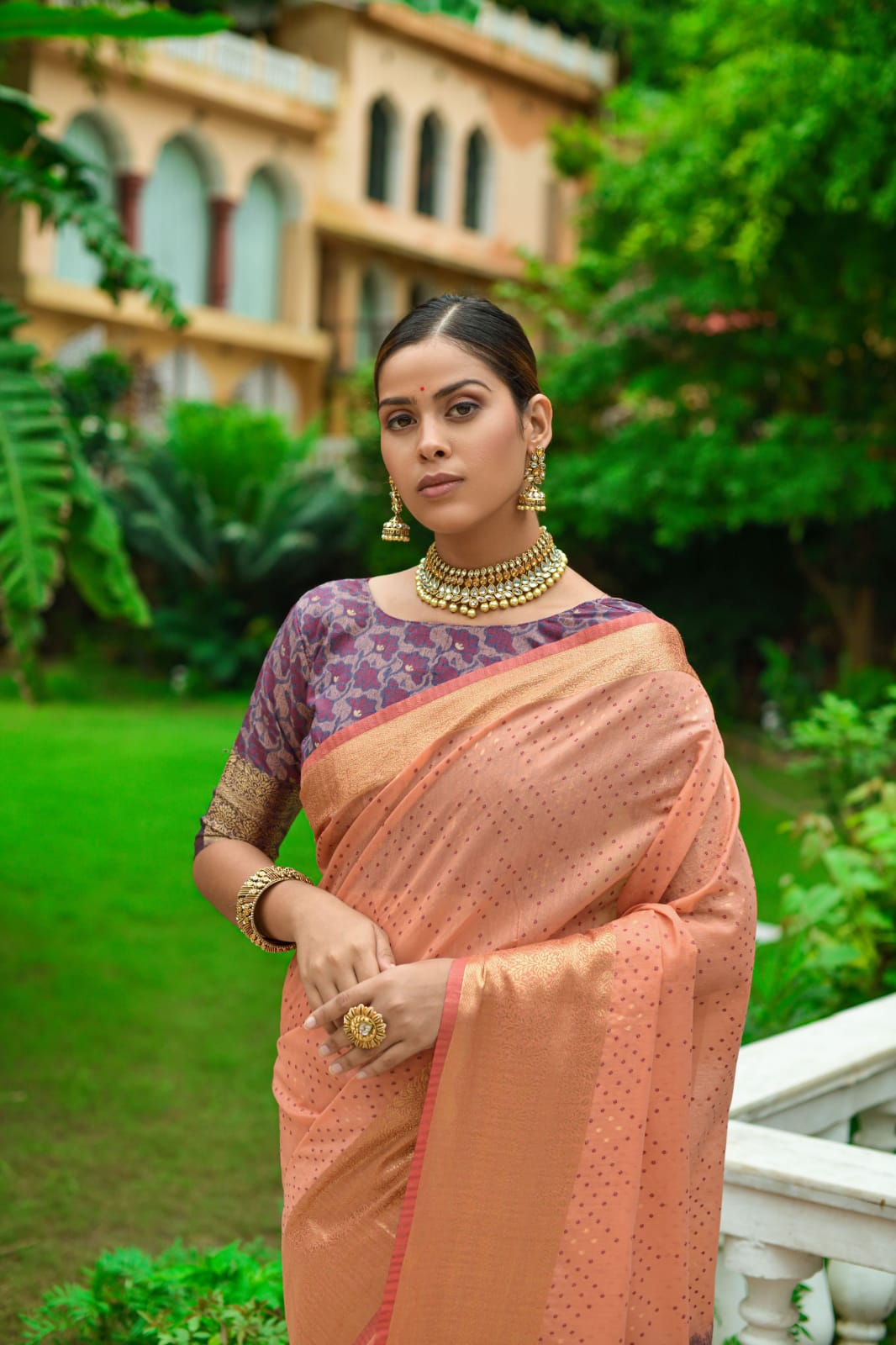 Chanderi Silk All Over Bandhani Weaving With Rich Pallu Saree