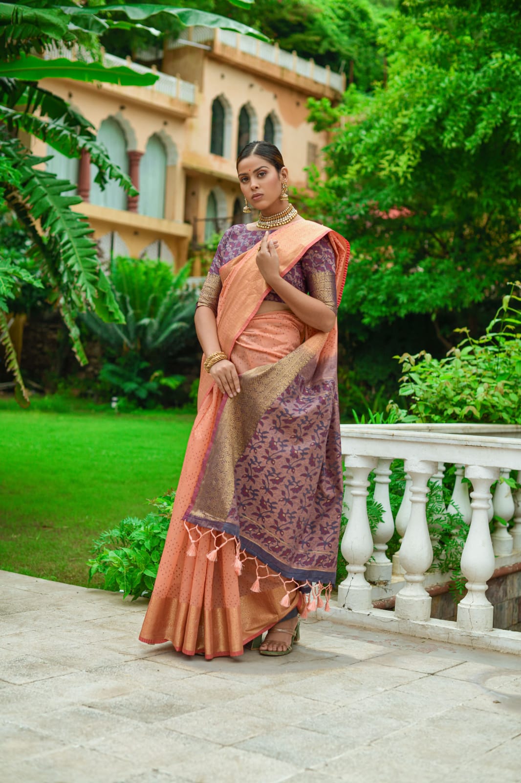 Chanderi Silk All Over Bandhani Weaving With Rich Pallu Saree
