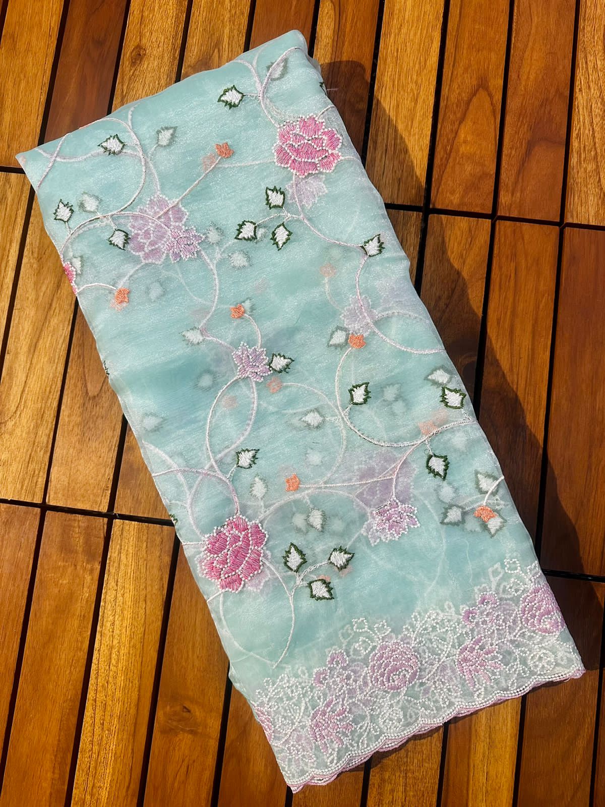 Pure Organza Silk Beautiful Embroidery Work Saree