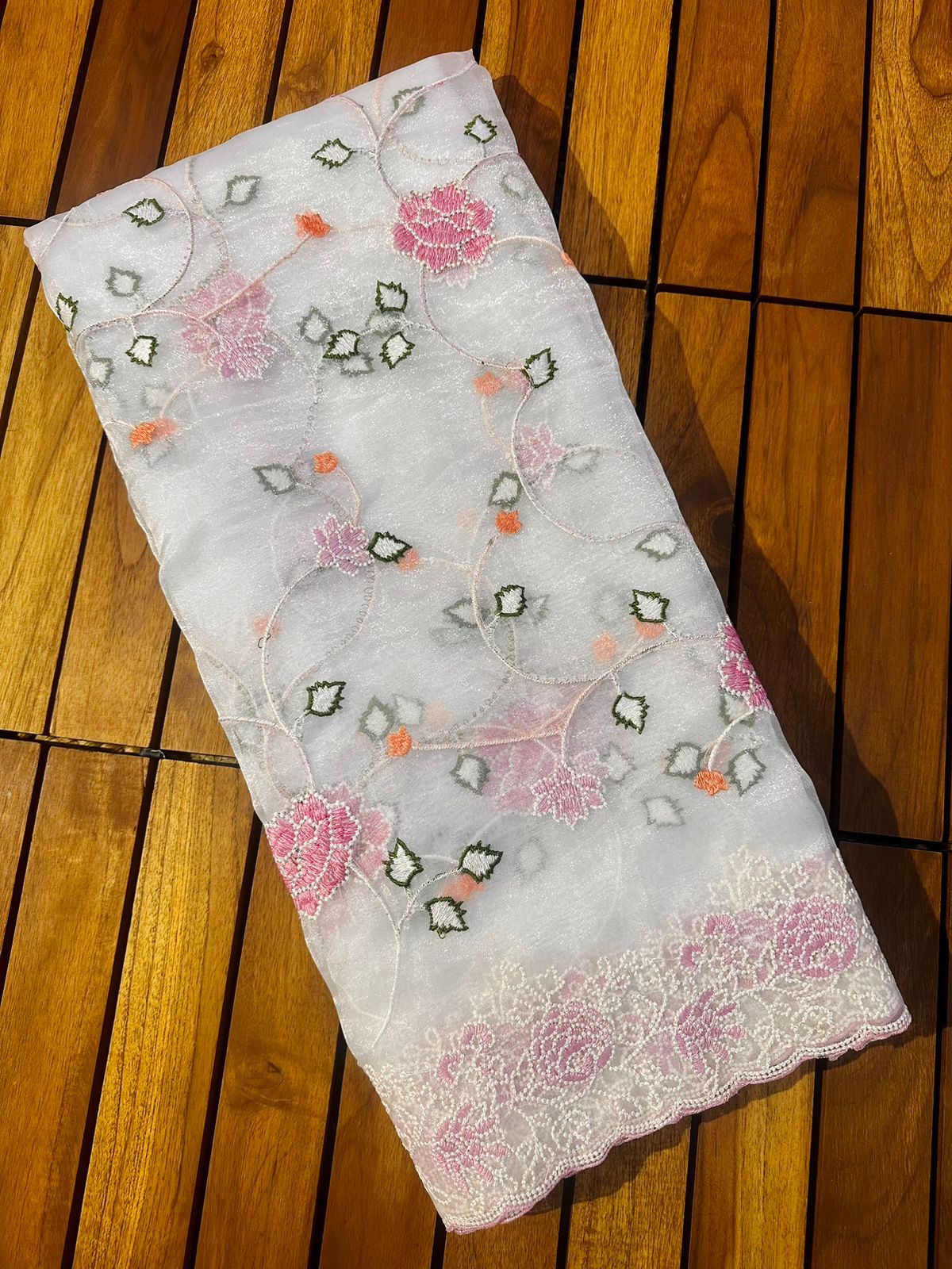 Pure Organza Silk Beautiful Embroidery Work Saree