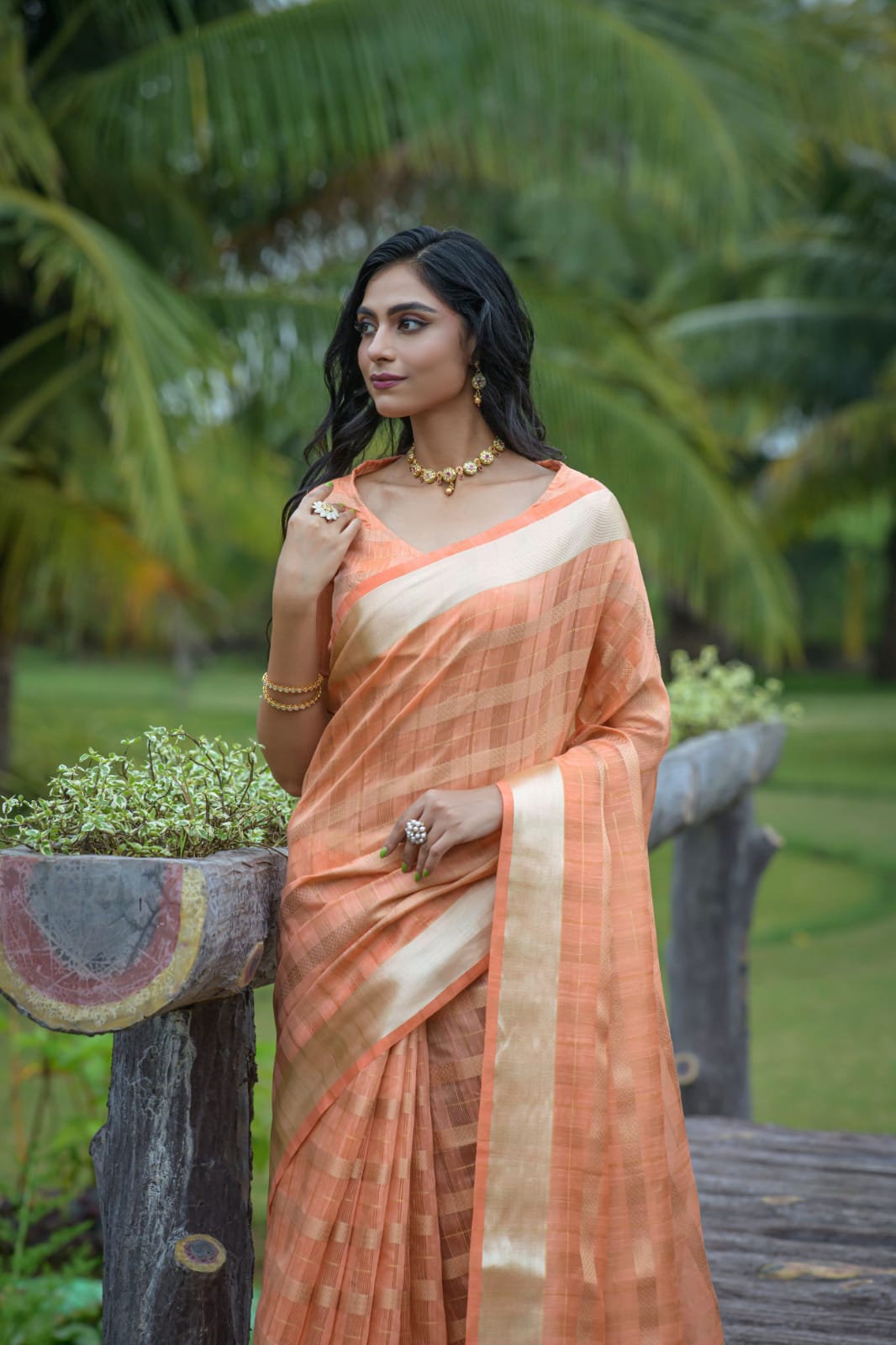 Cotton Silk Zari Patta Weaved All Over With Zari Border Saree