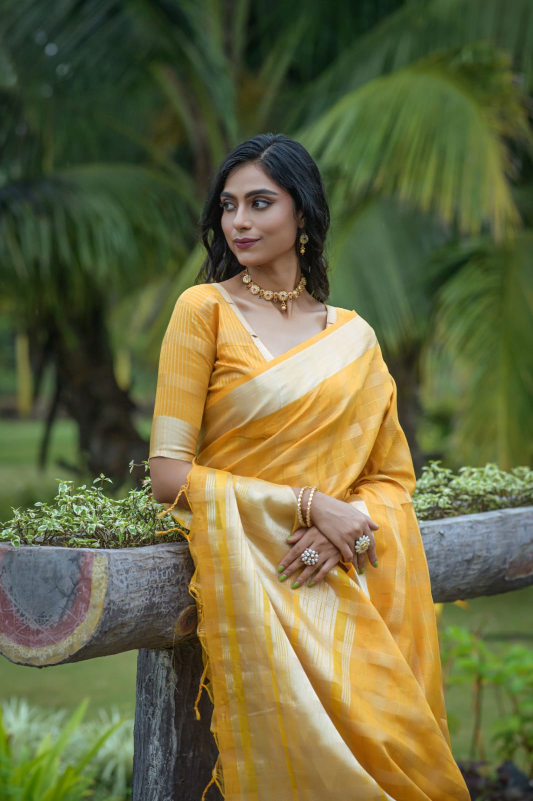 Cotton Silk Zari Patta Weaved All Over With Zari Border Saree