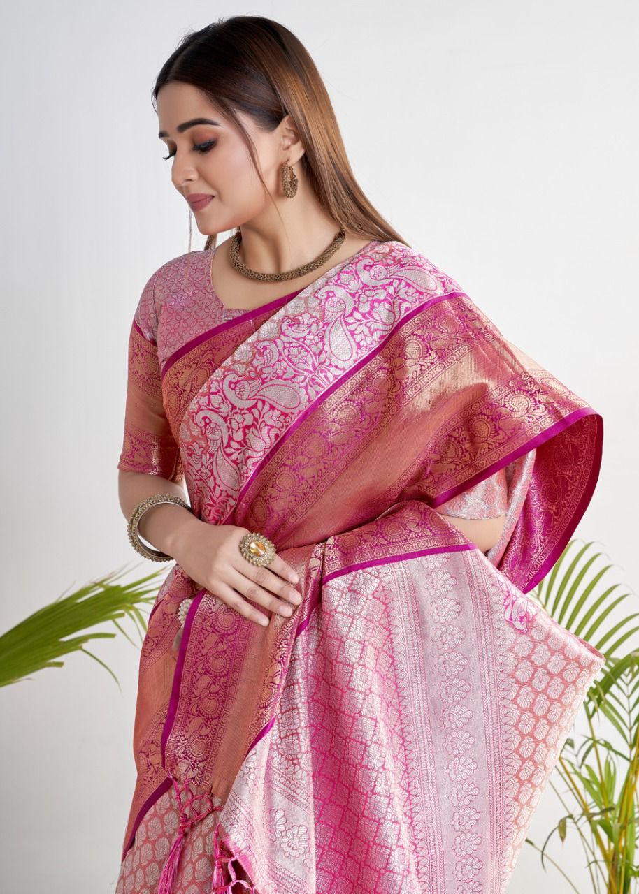 Pure Banarasi Tissue Silk All Over Zari Rich Weaved Saree